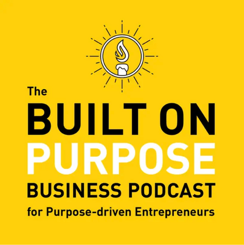"Built on Purpose business podcast logo yellow"