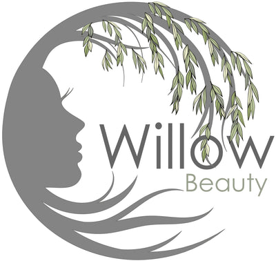Willow Beauty logo with woman silhouette and willow branches.