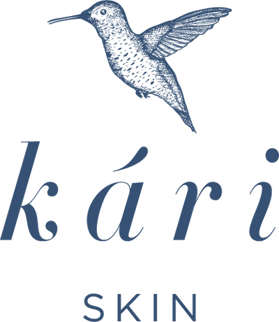 Kári Skin logo with hummingbird illustration
